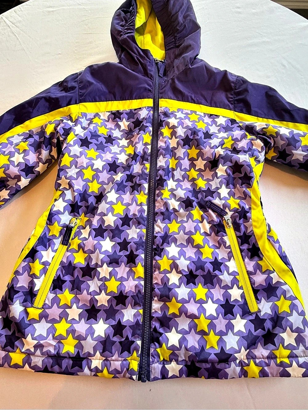 Lands' End Kids Star Print Hooded waterproof coat Size Medium